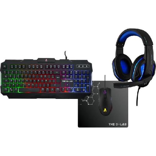 Pack Clavier - Souris Pack Gamer 4 en 1 - The G-Lab - COMBO ARGON - Souris Filaire - Clavier Filaire - Casque Filaire - Tapis de Souris