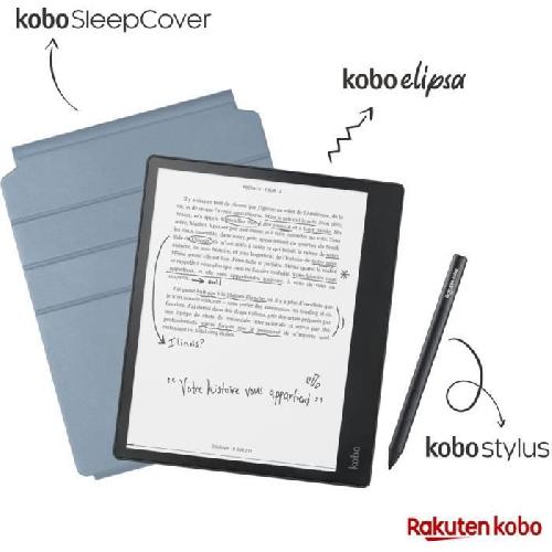 Livre Numerique - Liseuse - Ebook Pack Liseuse Bloc Note KOBO Elipsa - 10 - 32Go + Etui Sleepcover + Stylet