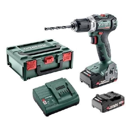 Perceuse Pack Perceuse visseuse Compacte brushless sans fil 18V 55Nm mandrin 13mm+ 2 batteries 2Ah + chargeur + Metabox145 -METABO- BS18LBL