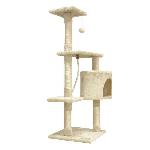 Arbre A Chat PALOMA Arbre a chat beige 40 x 40 x 114cm -  3 plateformes. 1 corde. 1 niche . poteaux a griffer