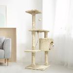 Arbre A Chat PALOMA Arbre a chat beige 40 x 40 x 114cm -  3 plateformes. 1 corde. 1 niche . poteaux a griffer