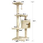 Arbre A Chat PALOMA Arbre a chat beige 40 x 40 x 114cm -  3 plateformes. 1 corde. 1 niche . poteaux a griffer