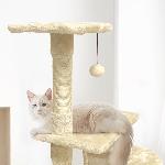 Arbre A Chat PALOMA Arbre a chat beige 40 x 40 x 114cm -  3 plateformes. 1 corde. 1 niche . poteaux a griffer