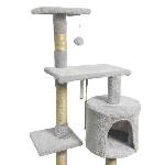 Arbre A Chat PALOMA Arbre a chat gris  40 x 40 x 114cm -  3 plateformes. 1 corde. 1 niche . poteaux a griffer