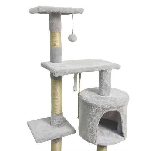 Arbre A Chat PALOMA Arbre a chat gris  40 x 40 x 114cm -  3 plateformes. 1 corde. 1 niche . poteaux a griffer