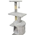 Arbre A Chat PALOMA Arbre a chat gris  40 x 40 x 114cm -  3 plateformes. 1 corde. 1 niche . poteaux a griffer