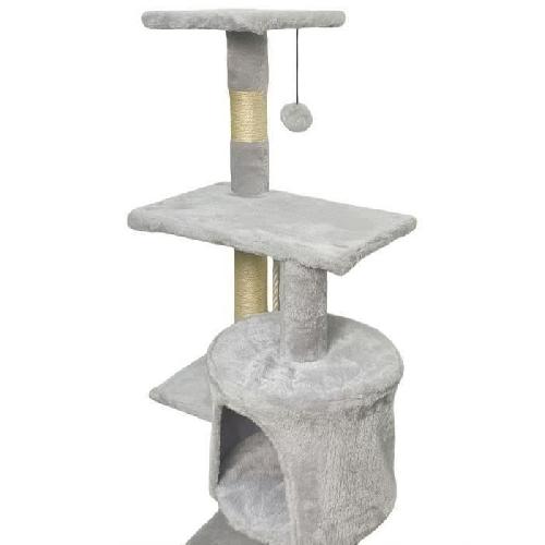 Arbre A Chat PALOMA Arbre a chat gris  40 x 40 x 114cm -  3 plateformes. 1 corde. 1 niche . poteaux a griffer