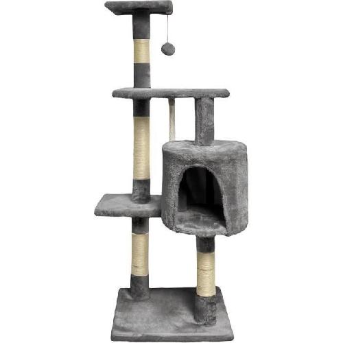 Arbre A Chat PALOMA Arbre a chat gris foncé 40 x 40 x 114cm -  3 plateformes. 1 corde. 1 niche . poteaux a griffer