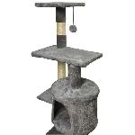 Arbre A Chat PALOMA Arbre a chat gris foncé 40 x 40 x 114cm -  3 plateformes. 1 corde. 1 niche . poteaux a griffer