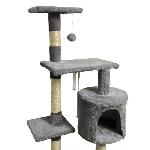 Arbre A Chat PALOMA Arbre a chat gris foncé 40 x 40 x 114cm -  3 plateformes. 1 corde. 1 niche . poteaux a griffer