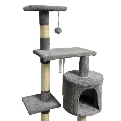 Arbre A Chat PALOMA Arbre a chat gris foncé 40 x 40 x 114cm -  3 plateformes. 1 corde. 1 niche . poteaux a griffer