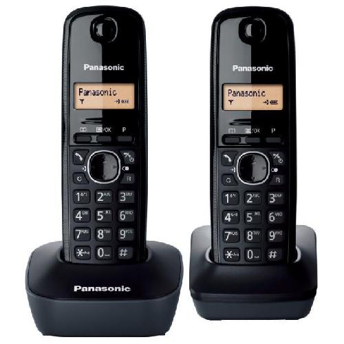 Telephone Fixe - Pack Telephones Panasonic KX-TG1612FRH Duo Telephone Sans Fil Sans Repondeur Noir