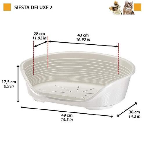 Corbeille - Panier - Coussin - Hamac Panier-Corbeille SIESTA DELUXE Taille 2 - 493617.5 cm - Gris fonce -FERPLAST