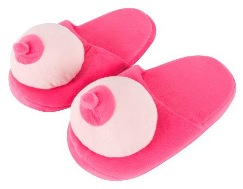 Fantaisie et Humour Pantoufles de seins en peluche rose T.42-45