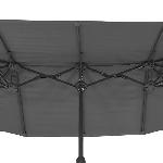 Parasol - Voile D Ombrage - Accessoire Parasol droit 2 tetes 3 x 1.8 m - Mat et baleines en acier - polyester 180gr - Gris