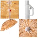 Parasol - Voile D Ombrage - Accessoire Parasol droit de plage HAWAII - O160cm x H.180 cm - Structure acier Blanc - Toile polyester 170T - Beige
