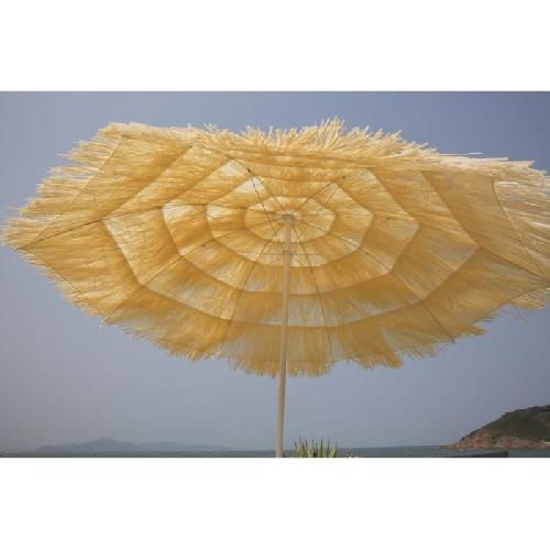 Parasol - Voile D Ombrage - Accessoire Parasol droit de plage HAWAII - O160cm x H.180 cm - Structure acier Blanc - Toile polyester 170T - Beige