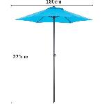 Parasol - Voile D Ombrage - Accessoire Parasol droit diametre 1.8 m - strucutre Acier toile 160 g-m - 6 baleines acier - Bleu