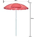 Parasol - Voile D Ombrage - Accessoire Parasol droit diametre 1.80 m - Structure acier en polyester anti-uv - Rouge