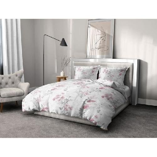 Parure De Couette Parure de couette 220x240 cm HOME LINGE PASSION POMPADOUR : Housse de couette + 2 taies d'oreiller - 100% Coton 57 Fils -