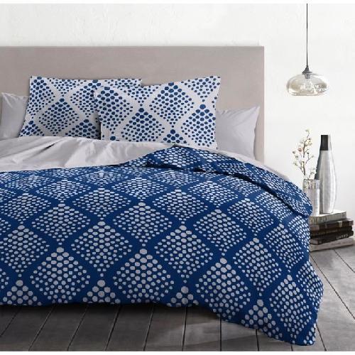 Parure De Couette Parure de couette 240x260 cm HOME LINGE PASSION FIBULA : Housse de couette + 2 taies d'oreiller - 100% Coton 57 Fils - Bleu