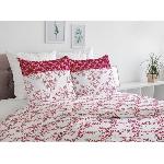 Parure de couette 240x260 cm HOME LINGE PASSION FRISE : Housse de couette + 2 taies d'oreiller - 100% Coton 57 Fils - Bordeaux