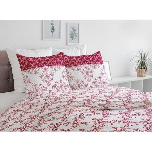 Parure De Couette Parure de couette 240x260 cm HOME LINGE PASSION FRISE : Housse de couette + 2 taies d'oreiller - 100% Coton 57 Fils - Bordeaux