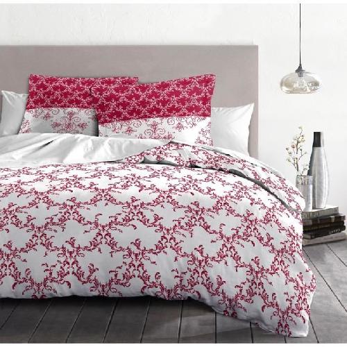 Parure De Couette Parure de couette 240x260 cm HOME LINGE PASSION FRISE : Housse de couette + 2 taies d'oreiller - 100% Coton 57 Fils - Bordeaux