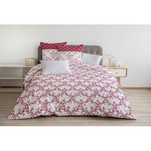 Parure De Couette Parure de couette 240x260 cm HOME LINGE PASSION FRISE : Housse de couette + 2 taies d'oreiller - 100% Coton 57 Fils - Bordeaux