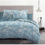 Parure de couette HOME LINGE PASSION Tempete Florale - 3 Pcs - 240 x 260 - 100% Coton 57 Fils - Bleu