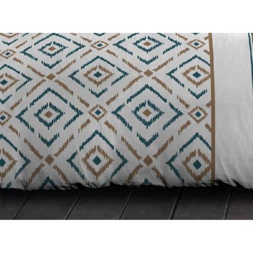 Parure De Couette Parure de couette microfibre Ethno - 1 housse de couette 140x200 cm + 1 taie d'oreiller 63x63 cm - Bleu canard - HOME LINGE PASSION