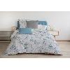 Parure De Couette Parure de couette 240x260 cm HOME LINGE PASSION POMPADOUR : Housse de couette + 2 taies d'oreiller - 100% Coton 57 Fils - Blanc/bleu