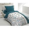 Parure De Couette Parure de couette microfibre Ethno - 1 housse de couette 140x200 cm + 1 taie d'oreiller 63x63 cm - Bleu canard - HOME LINGE PASSION