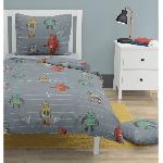 Parure de couette ROUPILLON Vintage Toys - 2 Pcs - 140 x 200 - 100% Coton - Dark Grey