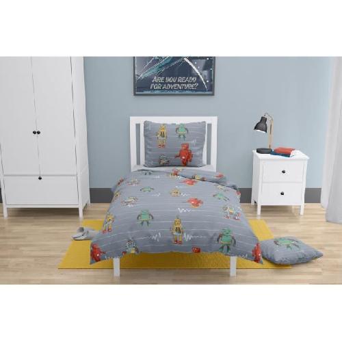 Parure De Couette Parure de couette ROUPILLON Vintage Toys - 2 Pcs - 140 x 200 - 100% Coton - Dark Grey