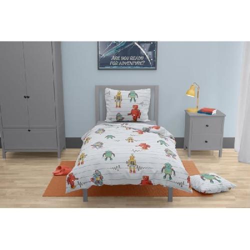 Parure De Couette Parure de couette ROUPILLON Vintage Toys - 2 Pcs - 140 x 200 - 100% Coton - Light Grey