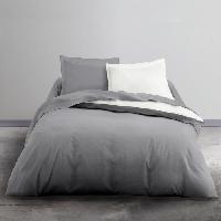 Parure De Couette TODAY Parure de lit Coton 2 personnes - 240x260 cm - Bicolore Gris et Blanc Camille