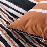 Parure De Couette Parure de lit 2 personnes -TODAY - 240x220 cm - 100% Coton - Orange. Noir et Blanc
