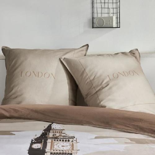 Parure De Couette Parure de lit - TODAY - JAVA - 2 personnes - 240x220 cm - Coton - Imprimé London - Beige