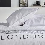 Parure De Couette Parure de lit - TODAY - JAVA - 2 personnes - 240x220 cm - Coton - Imprimé London - Blanc