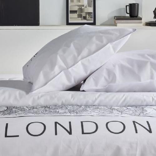 Parure De Couette Parure de lit - TODAY - JAVA - 2 personnes - 240x220 cm - Coton - Imprimé London - Blanc