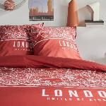 Parure De Couette Parure de lit - TODAY - JAVA - 2 personnes - 240x220 cm - Coton - Imprimé London - Rouge