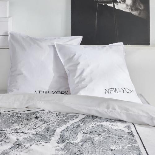 Parure De Couette Parure de lit - TODAY - JAVA - 2 personnes - 240x220 cm - Coton - Imprimé New York - Blanc