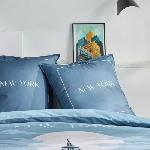 Parure De Couette Parure de lit - TODAY - JAVA - 2 personnes - 240x220 cm - Coton - Imprimé New York - Bleu