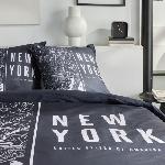 Parure De Couette Parure de lit - TODAY - JAVA - 2 personnes - 240x220 cm - Coton - Imprimé New York - Noir