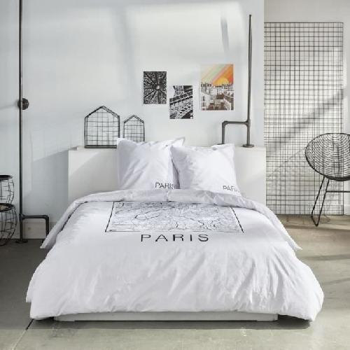 Parure De Couette Parure de lit - TODAY - JAVA - 2 personnes - 240x220 cm - Coton - Imprimé Paris - Blanc