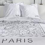 Parure De Couette Parure de lit - TODAY - JAVA - 2 personnes - 240x220 cm - Coton - Imprimé Paris - Blanc