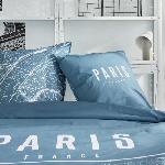 Parure De Couette Parure de lit - TODAY - JAVA - 2 personnes - 240x220 cm - Coton - Imprimé Paris - Bleu