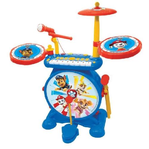 Imitation Instrument Musique Pat' Patrouille - Batterie Électronique pour enfant - Lumineuse - Complete 3 en 1 - Clavier. cymbales et tabouret - LEXIBOOK