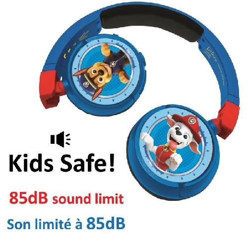 Casque Audio Enfant PAT' PATROUILLE - Casque 2 en 1 Bluetooth - Filaire confortable et pliable pour enfants avec limitation de son - LEXIBOOK